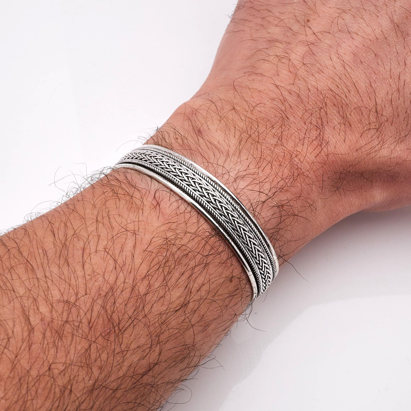 mens silver bangle solid heavy coff bracelet