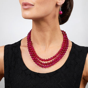 Womens Gemstone Pink Agate Necklace