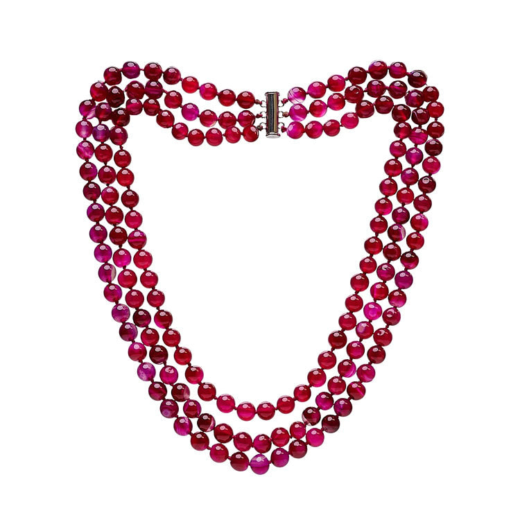 Womens Gemstone Pink Agate Necklace