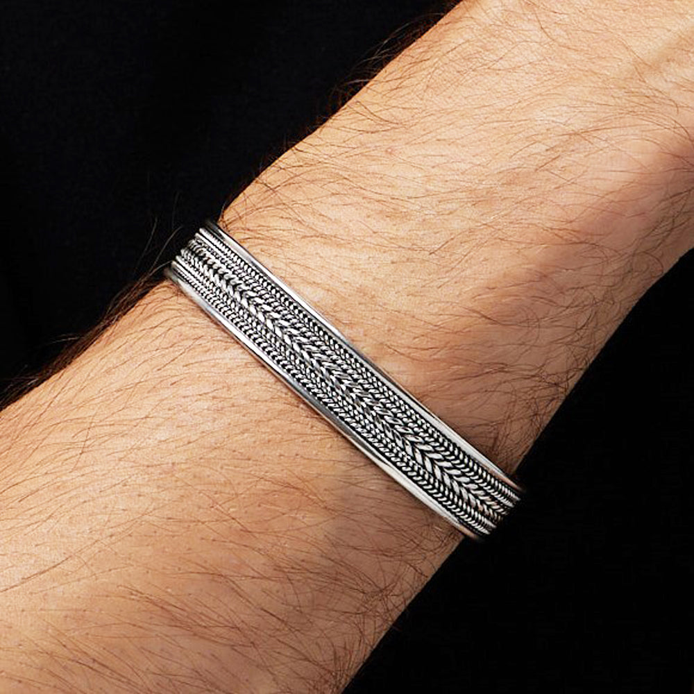 Men’s Wide Silver Open Cuff Bracelet