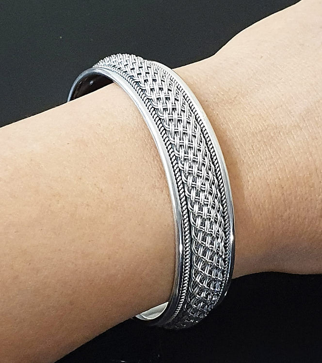 woven sterling silver bangle