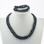 Black Pearl Necklace Bracelet Set For Women