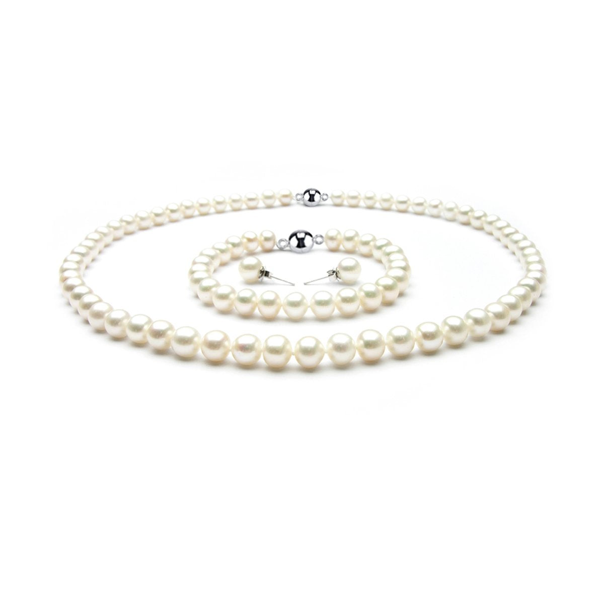 freshwater pearl necklace bracelet and earrings set