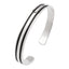 mens silver bracelet - black lines bangle