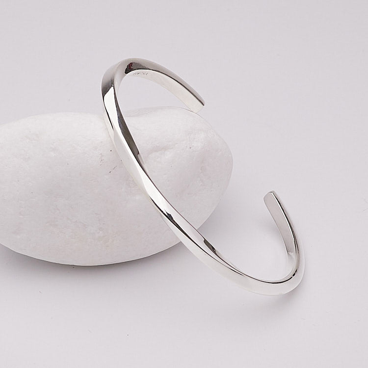 men silver twist bangle