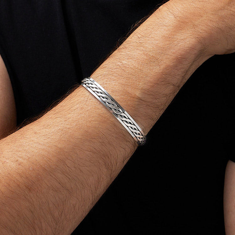  mens solid silver bangle
