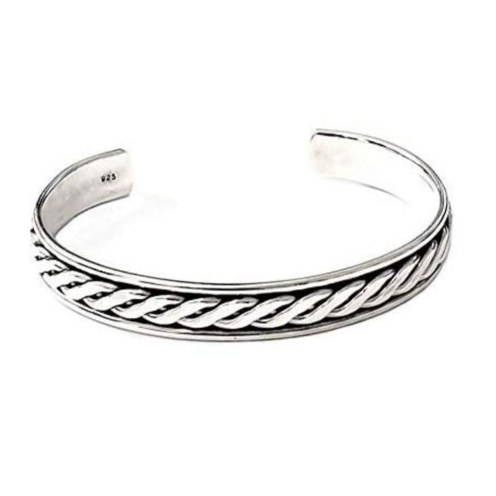mens solid silver bangle bracelet