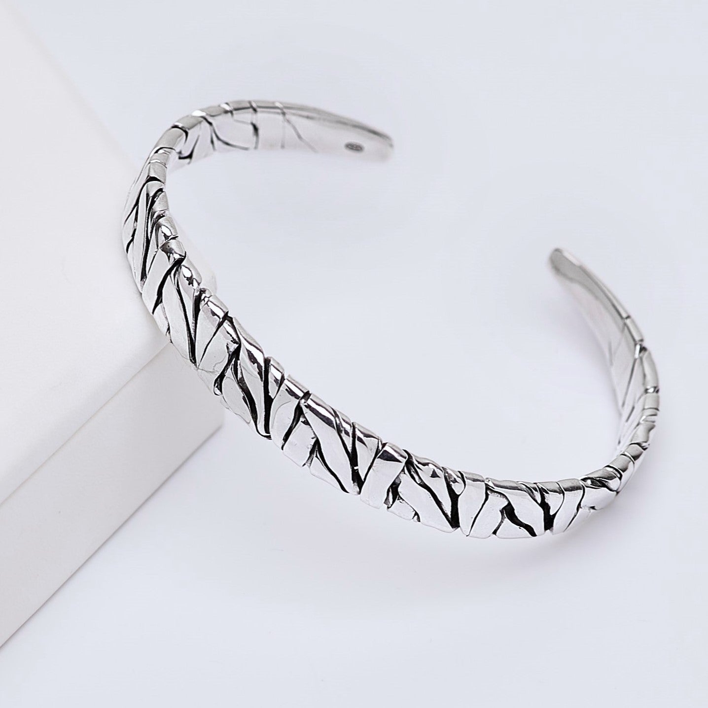 Mens Silver Cuff Bangle | Iconic 925 Sterling Silver Cuff Bracelet For Men