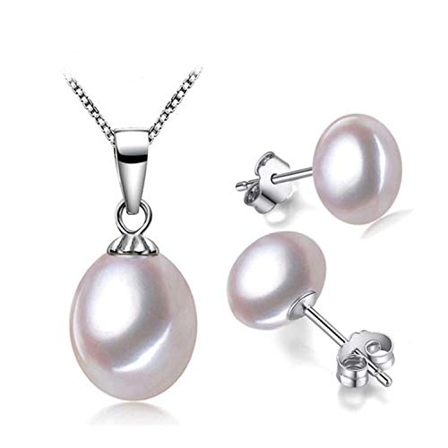 pearl pendant and stud earrings set for women 