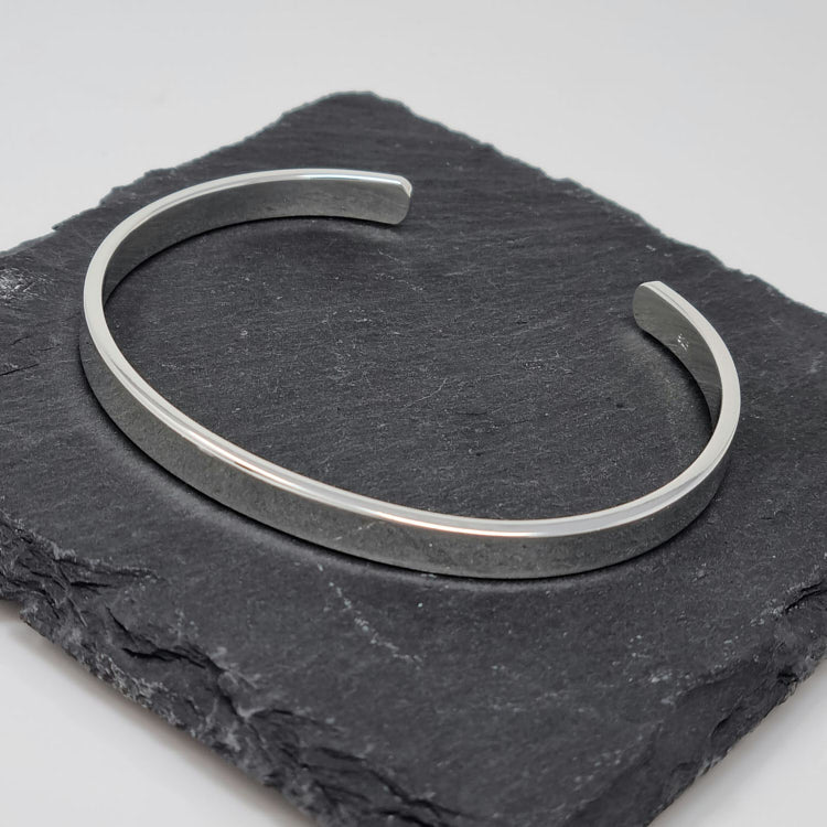 solid classic silver bangle for men