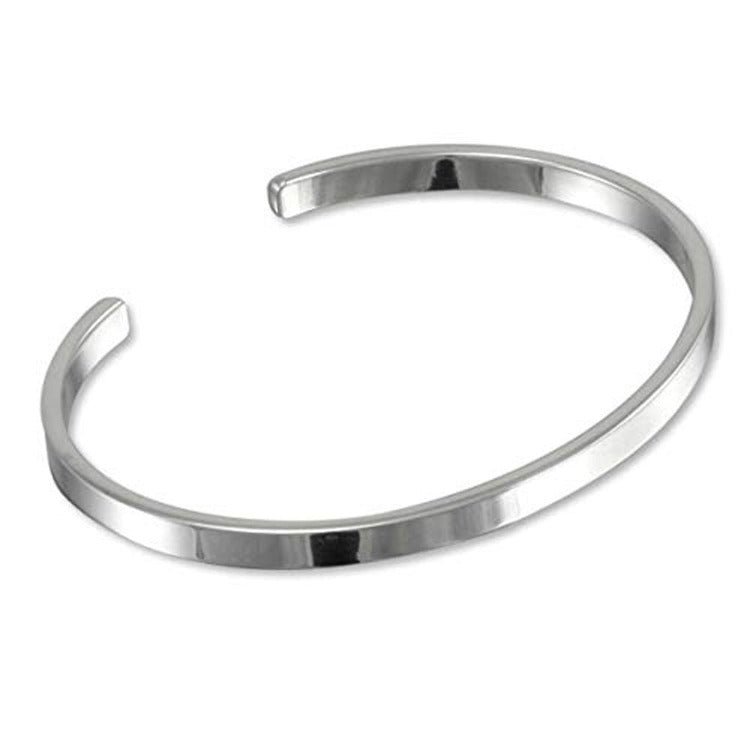 solid classic silver bangle for men