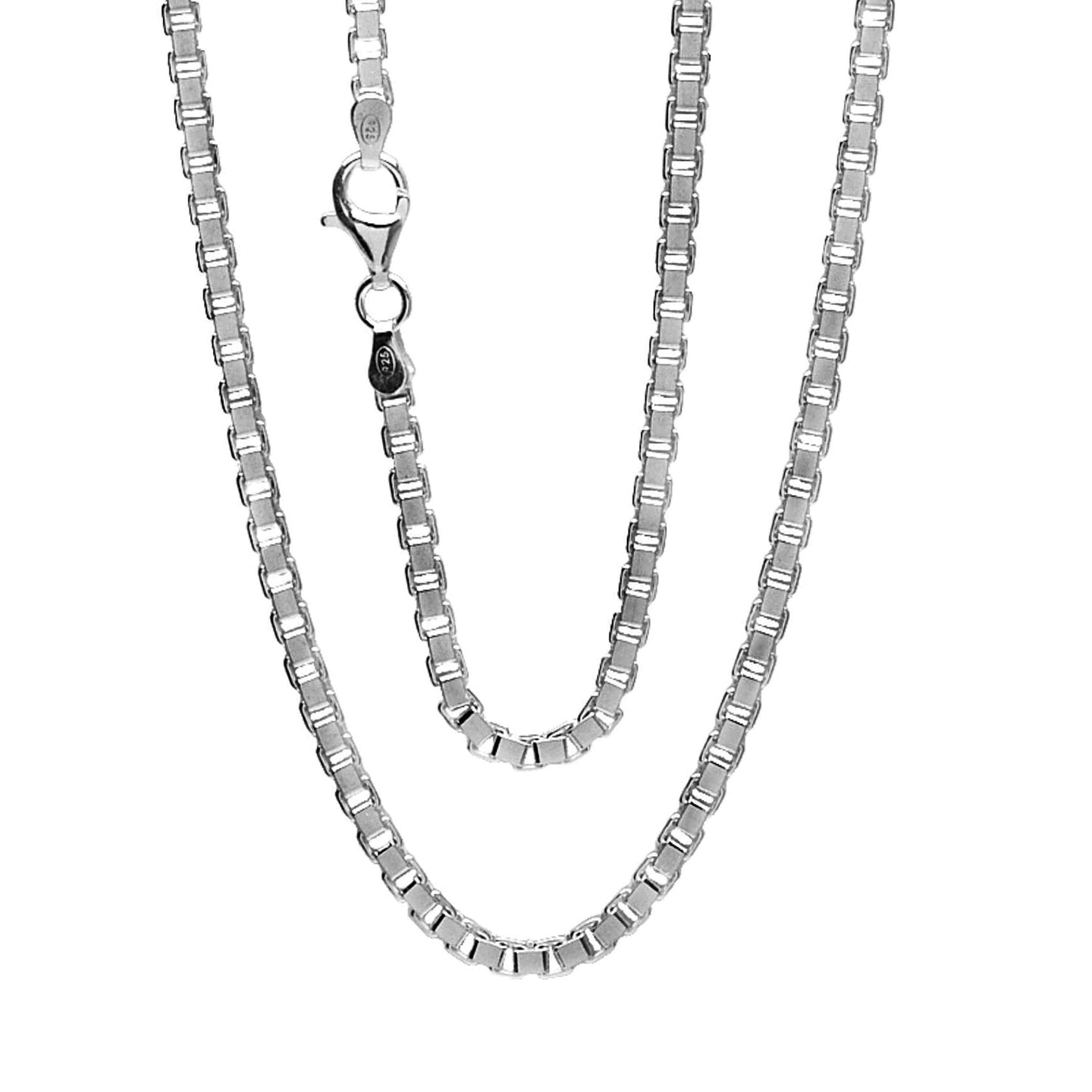 Womens Mens 3.3mm 925 Sterling Silver Box Chain Necklace