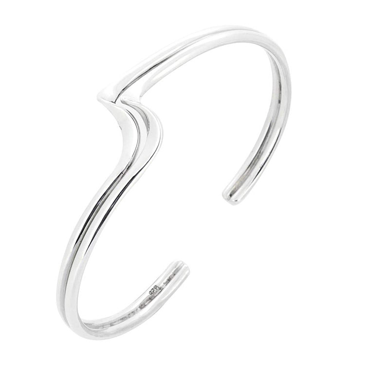 Sterling Silver Double Wave Bangle for Women