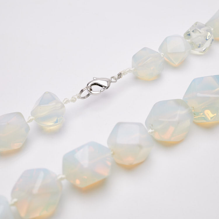 Womens Chunky Gemstone Necklace 16mm Natural Opal Handmade