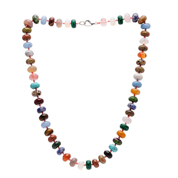 Womens Multi-Colour Gemstone Beaded Necklace