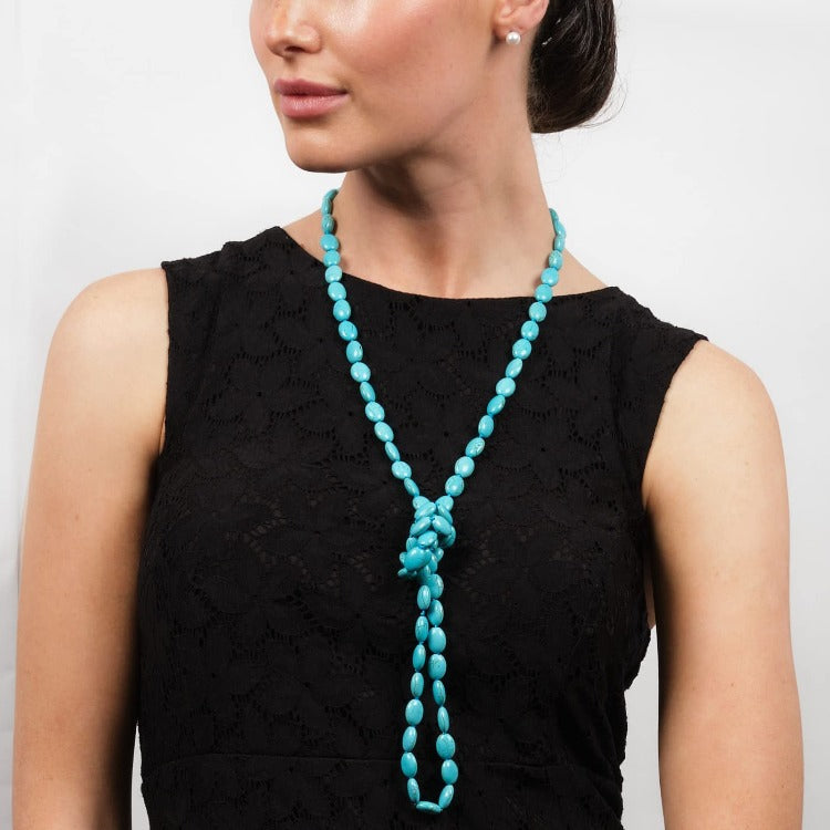 Womens Blue Turquoise Gemstone Necklace