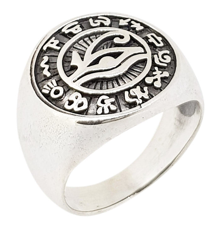 Silver Titanium Eye of Ra Egyptian Ring for Men