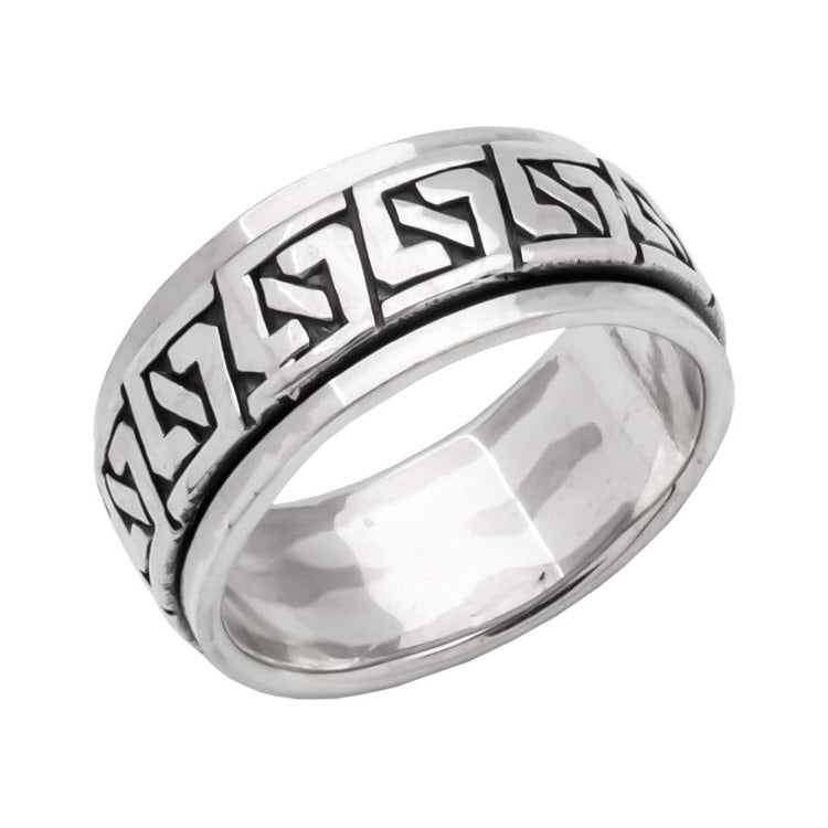 Mens 8.5mm Solid 925 Sterling Silver Spinning Ring