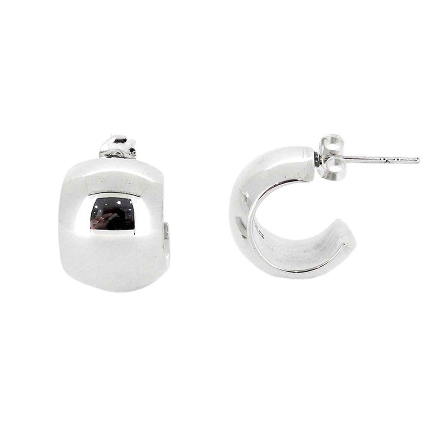 Chunky silver Stud hoop earrings for women