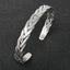 Mens Braided Silver Cuff Bangle Bracelet