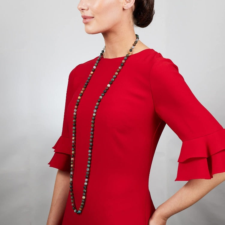 Dark Green long Gemstone Necklace