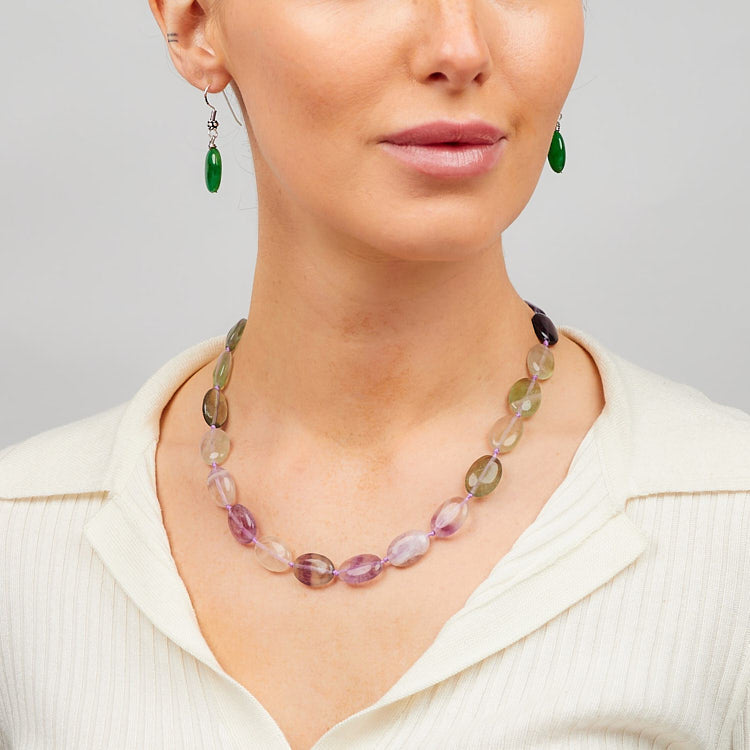 Stylish and Simplistic Oval Shape Natural Gemstone Beaded Necklace for Women