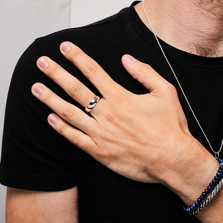 7mm Polished Silver Band Ring For Women and Men