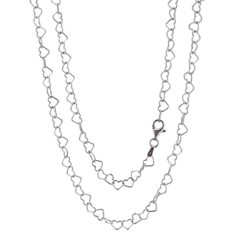 Womens Silver 925 Silver heart Links Chain