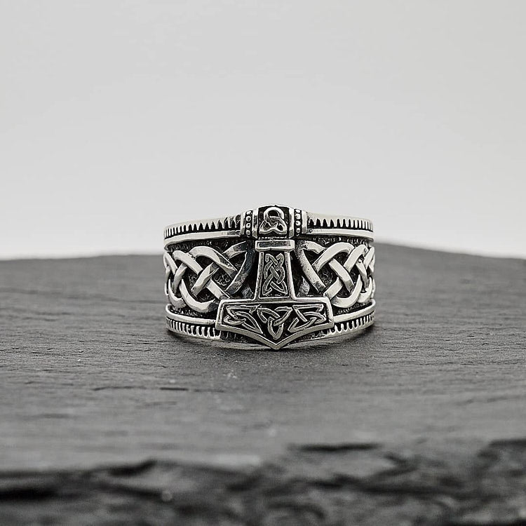 Mens Silver Thors Hammer Ring