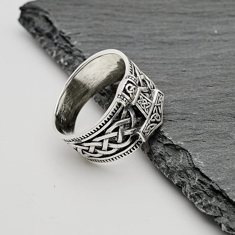 Mens Silver Thors Hammer Ring