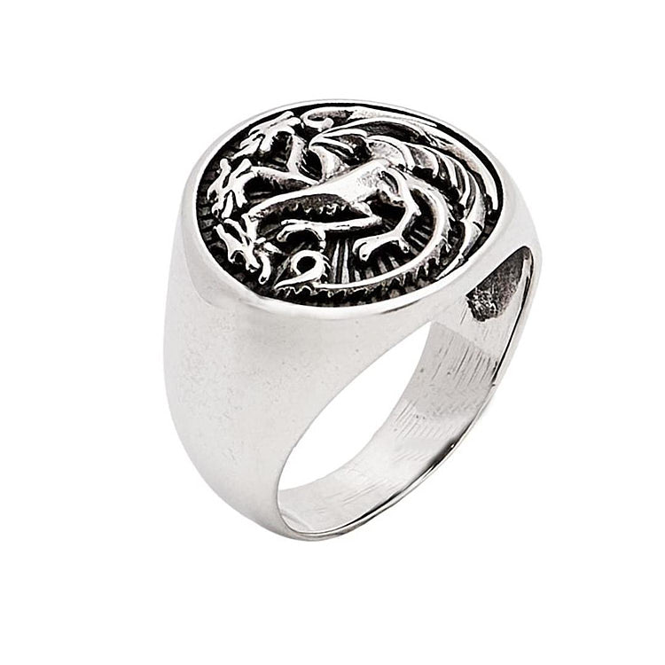 Mens Silver Dragon Vikings Ring