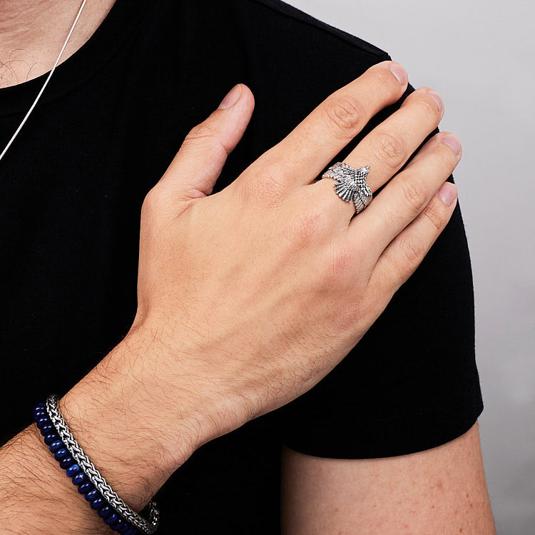 Mens Silver Raven Ring
