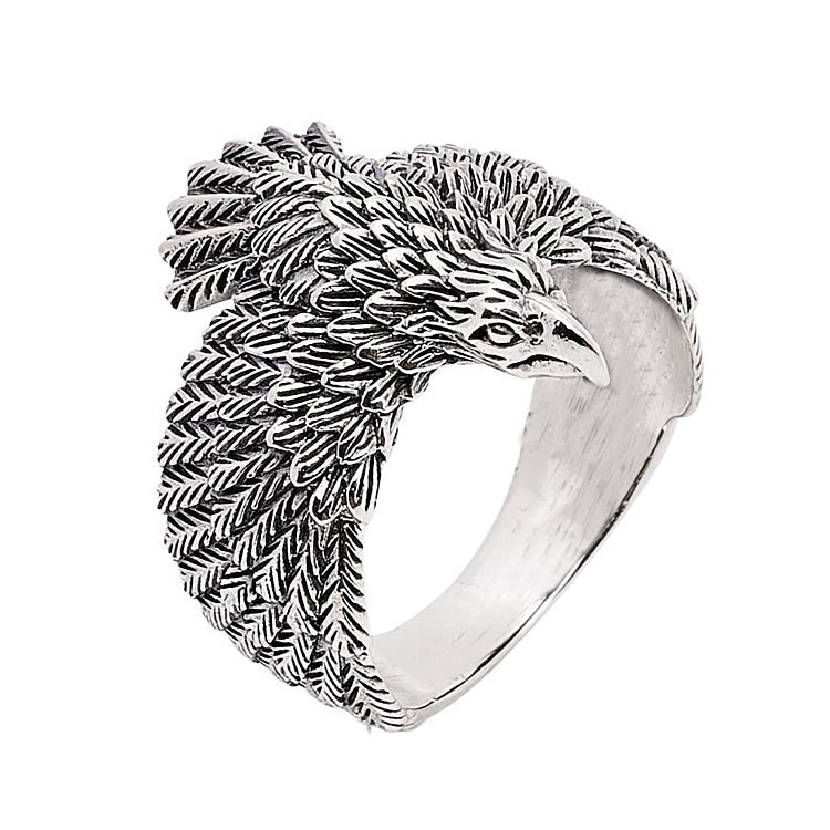 Mens Silver Raven Ring