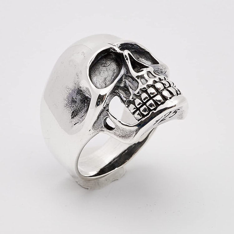Mens Silver Skull Gothic Biker Ring 