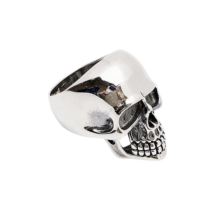 Mens Silver Skull Gothic Biker Ring 