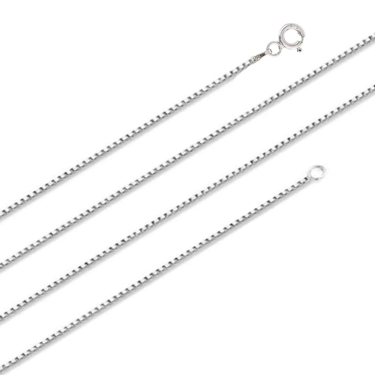 Women's Silver Chain Necklace 925 Sterling Silver 1.1MM Box Chain