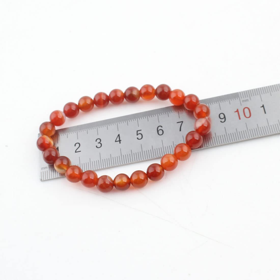 Womens Mens Gemstone Beaded Stretchy Bracelet |  Handmade 8mm Natural Red Agate Gemstone Bracelet