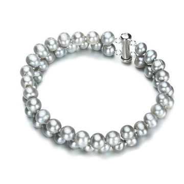 Womens 7mm AA Grade Grey Freshwater 18.5cm Pearl Bracelet