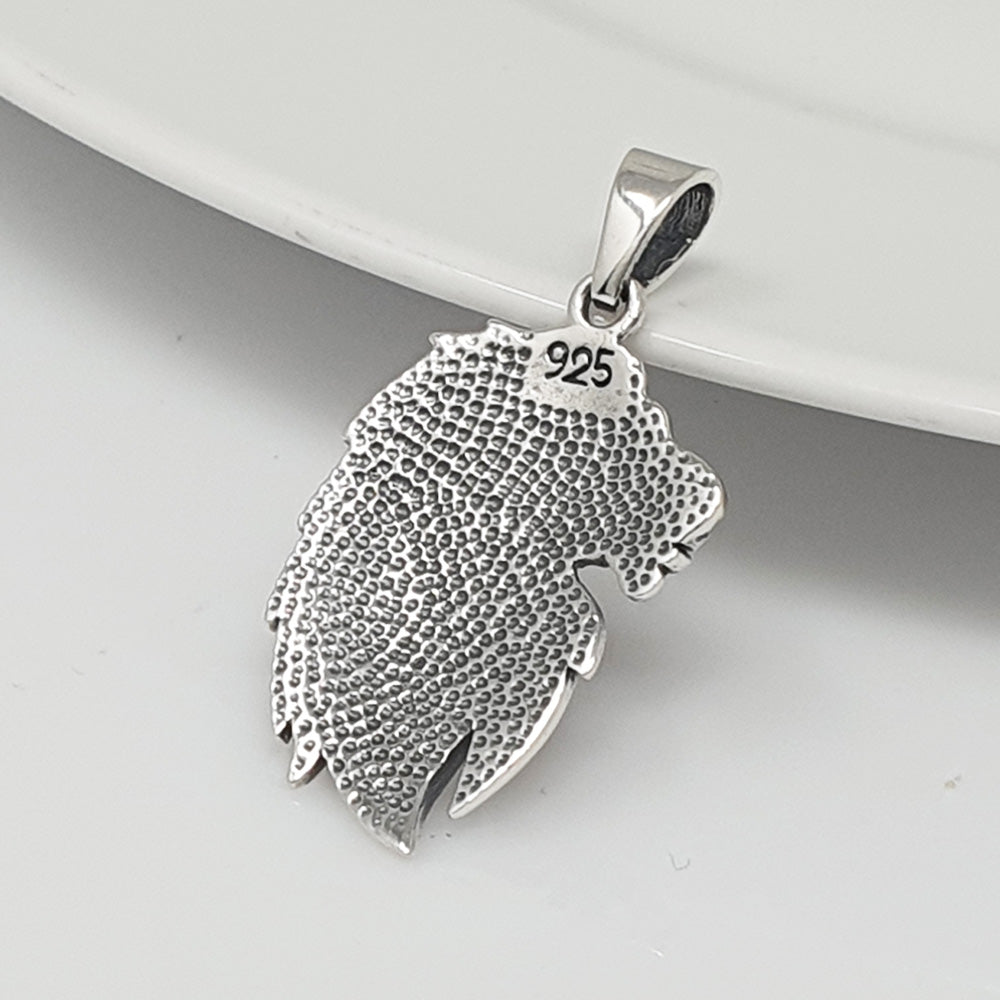 Mens and Womens Silver Pendant - 925 Sterling Silver Celtic Lion King Head Neo Pagan Pendant Necklace