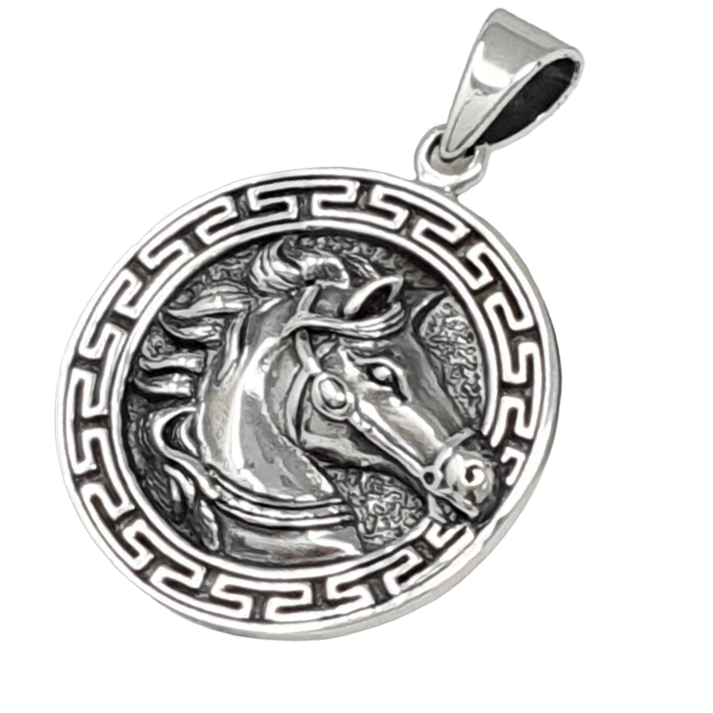 Men and Womens 925 Sterling Silver Pendant Greek Gorgon Horse Pendant