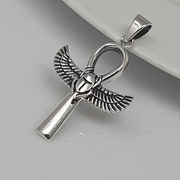 Stunning Ankh wings with Scarab Beatle pendant Made from 925 Sterling Silver