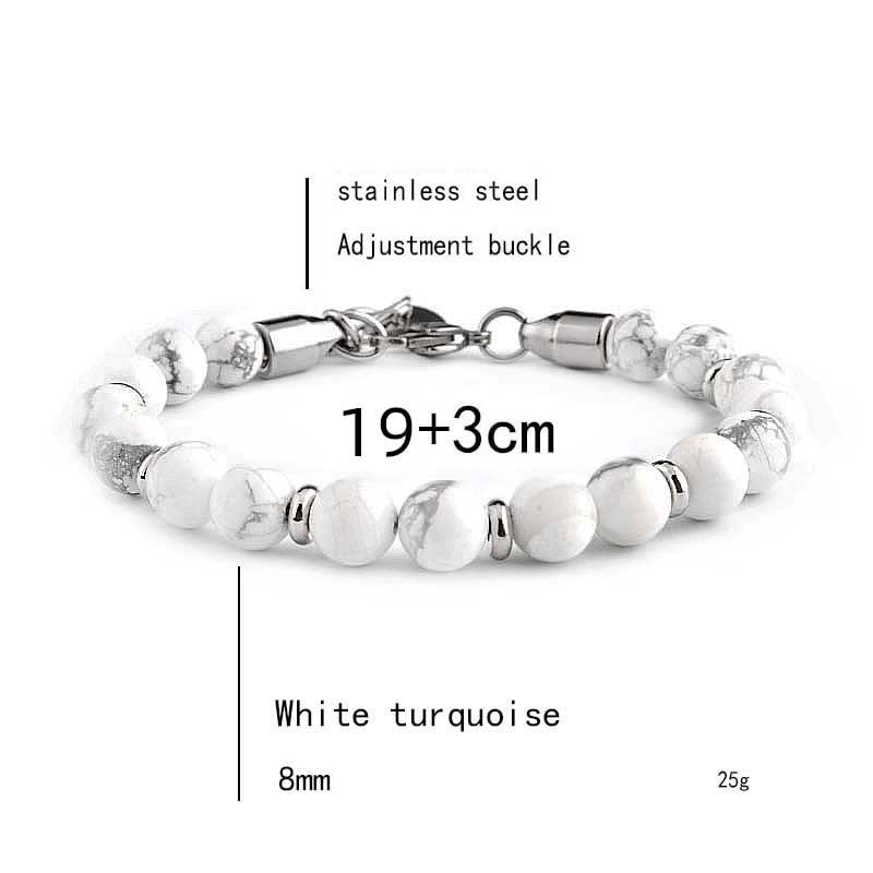 Handmade Mens Beaded Bracelet 8MM Round Beads Tigers Eye, Turquoise, Black Onyx Gemstone Bracelet for Men