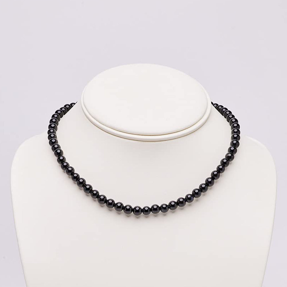 Womens Girls 6mm Beaded Gemstone Choker Necklace | Natural Gemstone Choker Necklace for Women and Girls