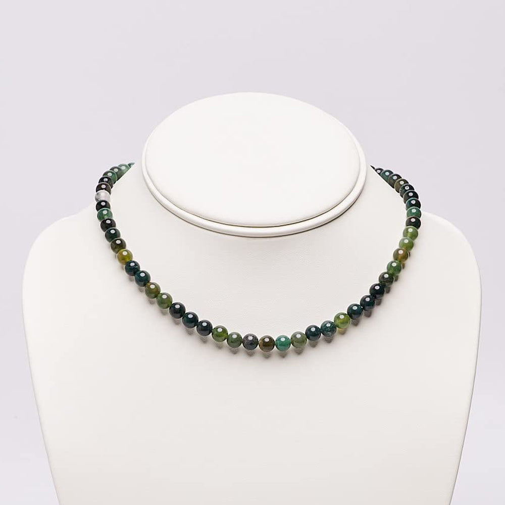 Womens Girls 6mm Beaded Gemstone Choker Necklace | Natural Gemstone Choker Necklace for Women and Girls