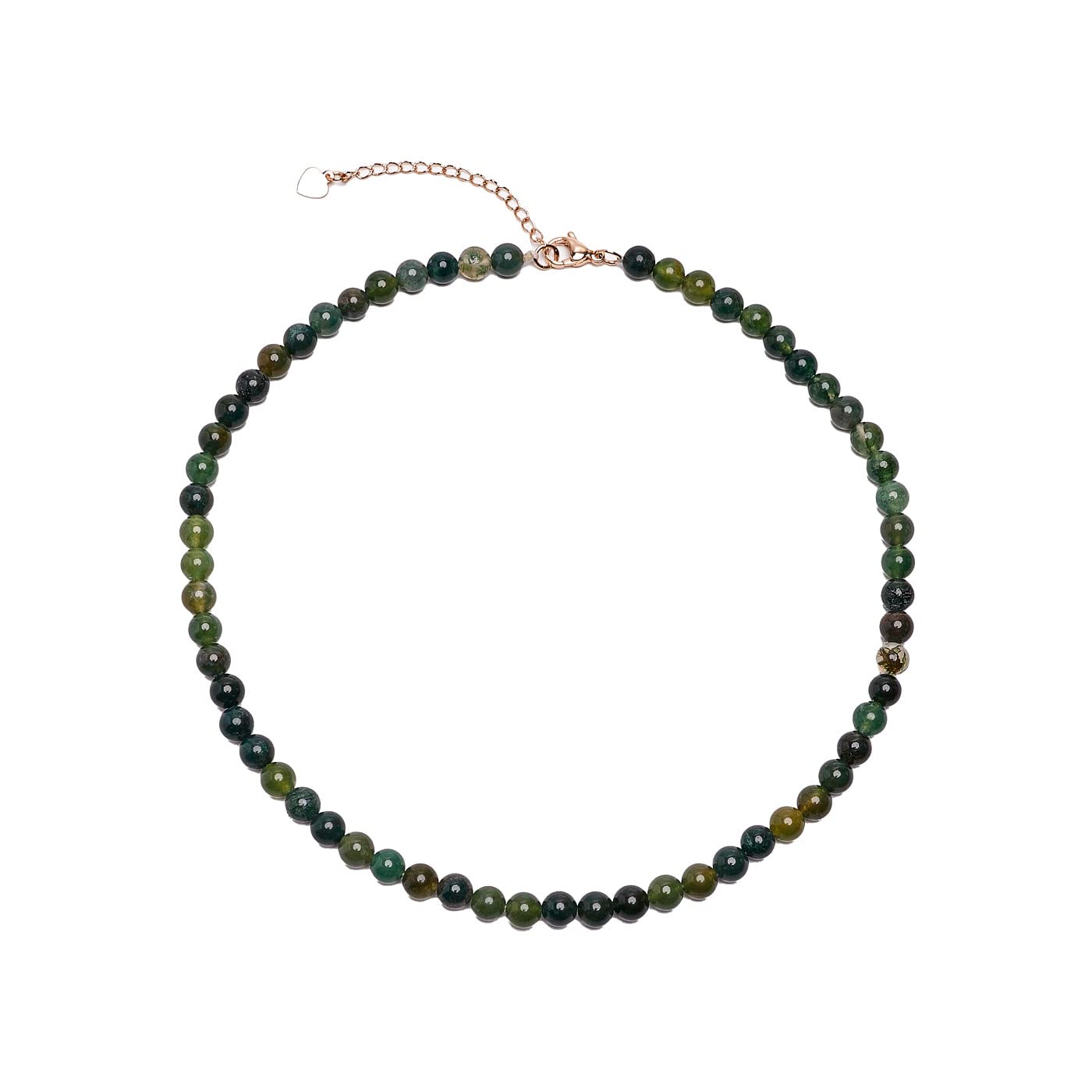 Womens Girls 6mm Beaded Gemstone Choker Necklace | Natural Gemstone Choker Necklace for Women and Girls