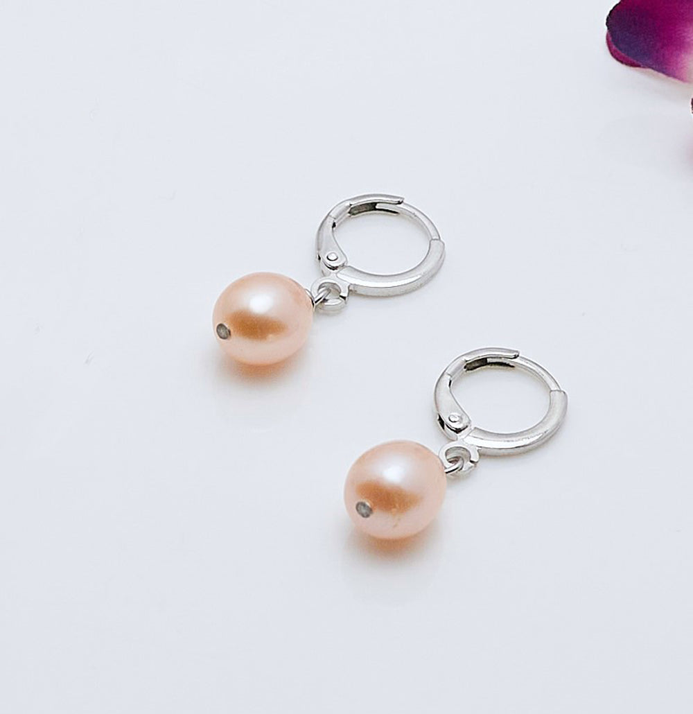 Handmade 8–9mm Freshwater Pearl Drop Earrings for Women Girls – Timeless Elegance, Effortless