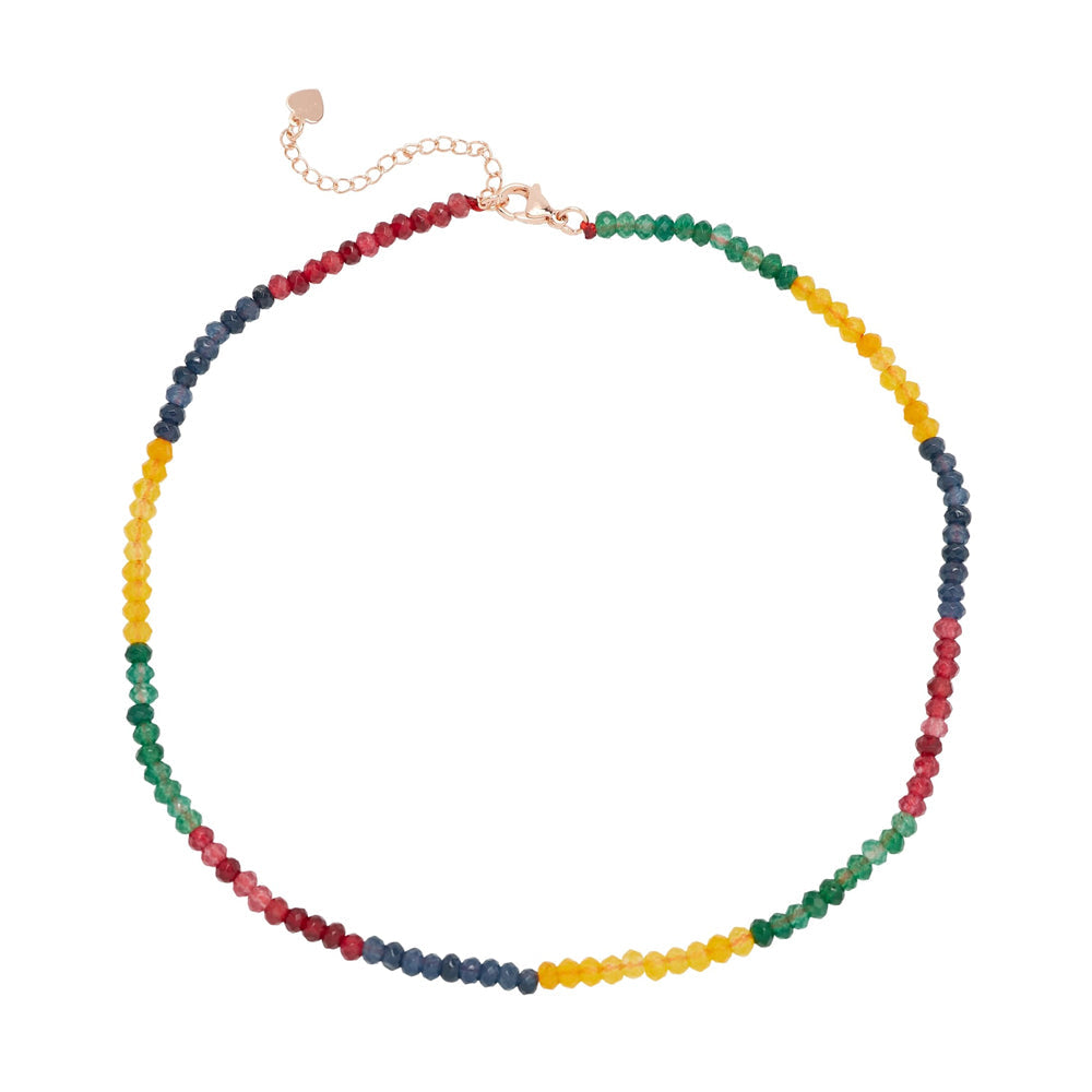 Womens Multicoloured Gemstone Choker 4mm