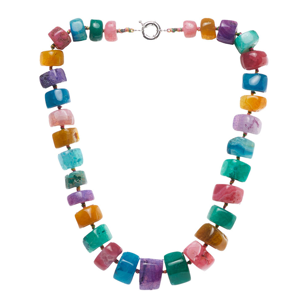 chunky statement multicolour gemstone necklace