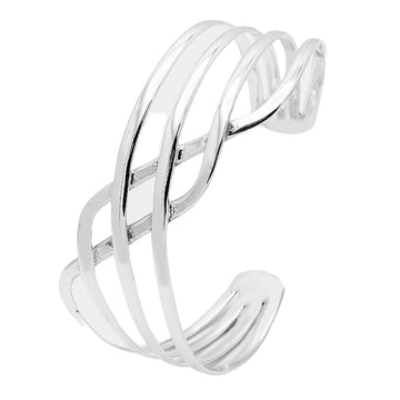 Womens Handmade 925 Sterling Silver Plain Polished Bangle