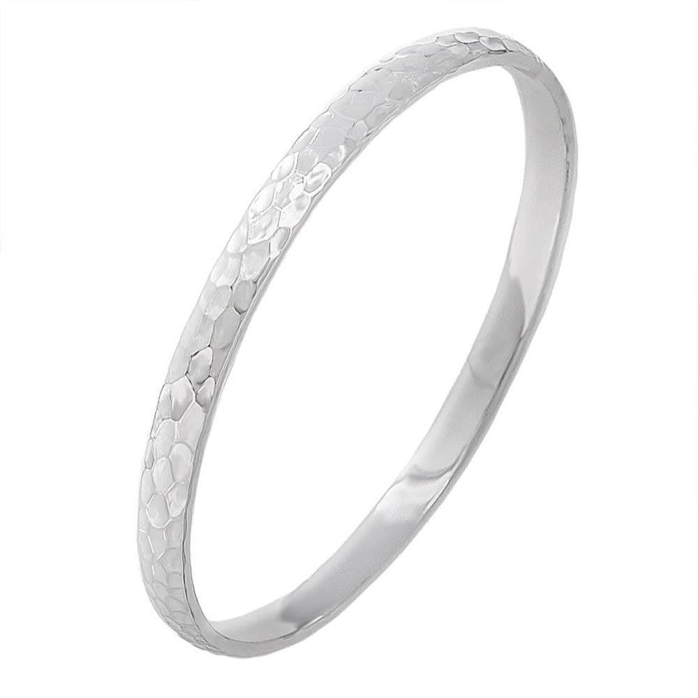 solid hammered silver bangle for women  girls